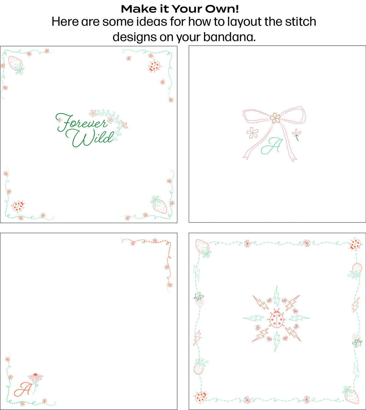 DIY Customizable Strawberry Bandana Ice Dye Embroidery Kit