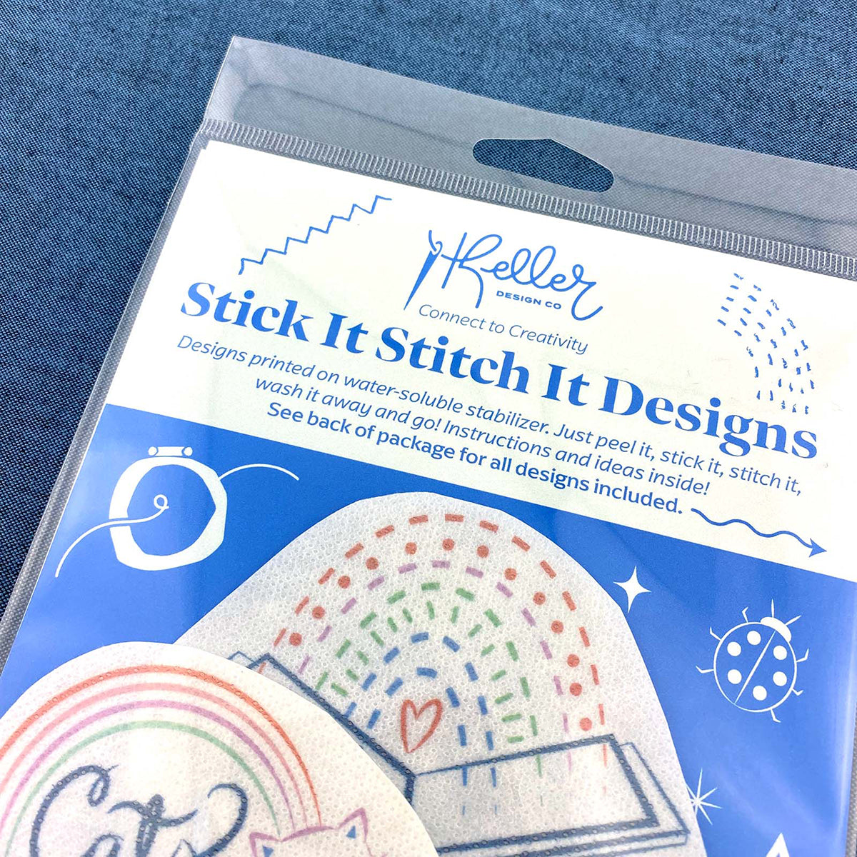 Stick and Stitch Water Soluble Stabillizer DIY Embroidery patterns for crafters kit.