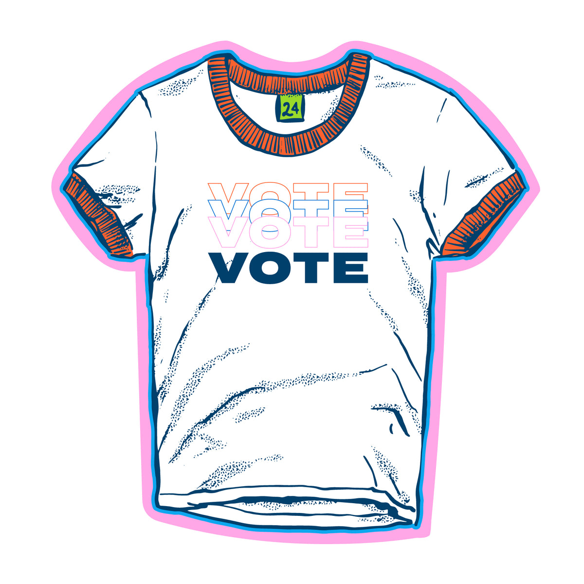 VOTE Vintage T Sticker- White and Red